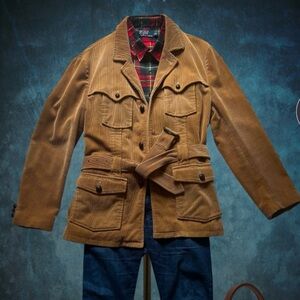 Polo by Ralph Lauren Men’s Vintage Corduroy Belted Sport Coat Field Jacket
